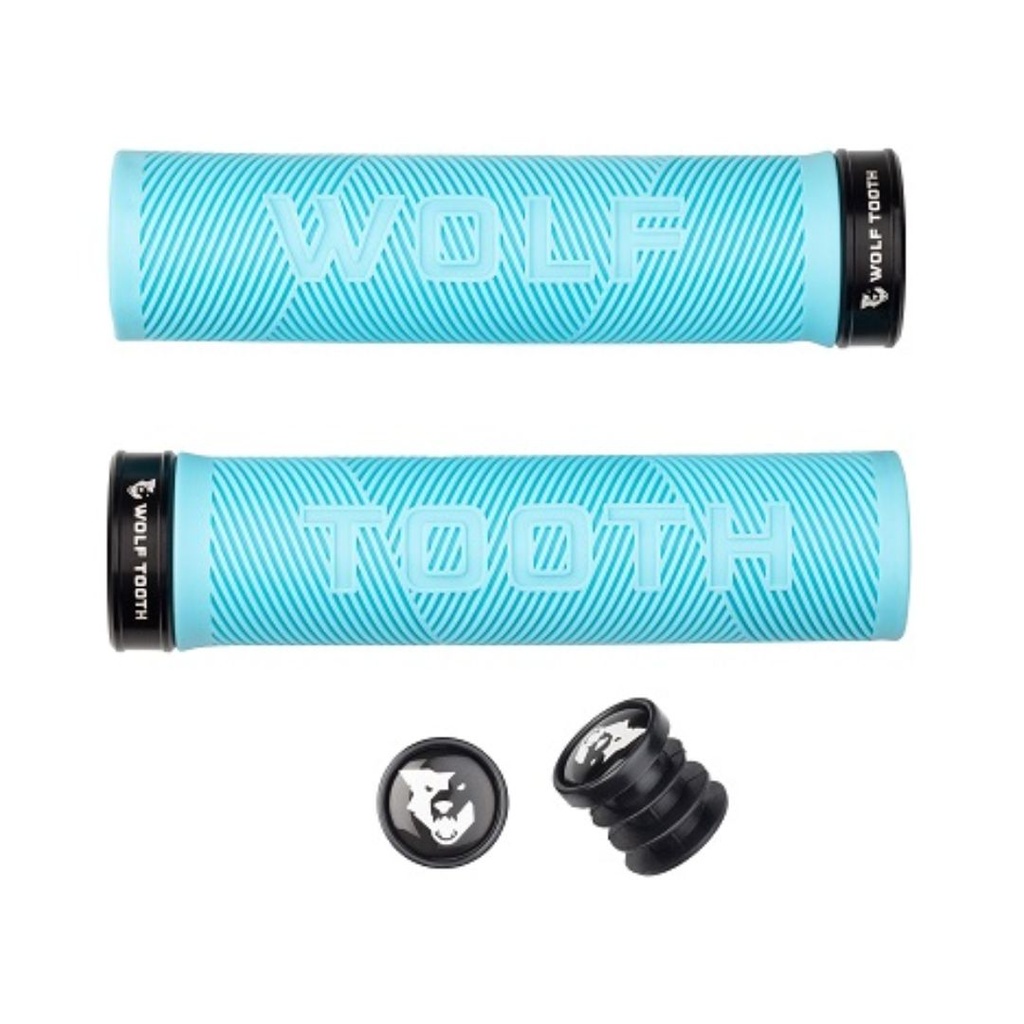 WOLFTOOTH ECHO LOCK-ON GRIPS COLOR AQUA-NEGRO