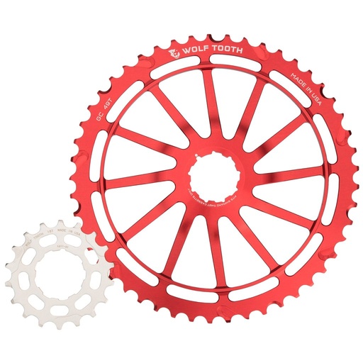 [WT-GC49-RED-SR] WOLFTOOTH KIT ENGRAN 11V 49T/18T ROJO P/SRAM y SUNRACE